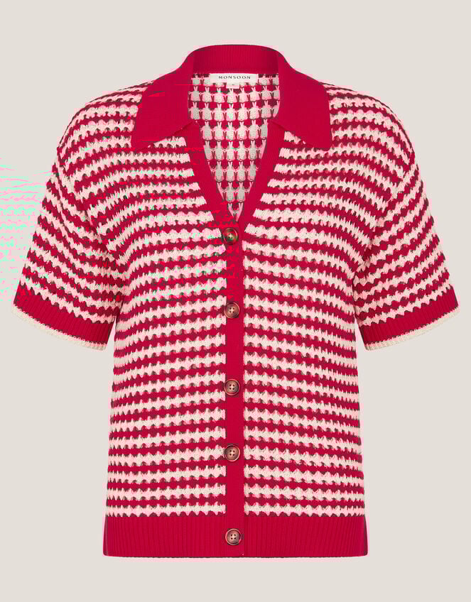 Cally Stripe Collar Jumper, Red (RED), large