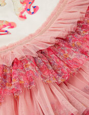 Sequin Unicorn Ruffle Tiered Dress, Pink (PINK), large