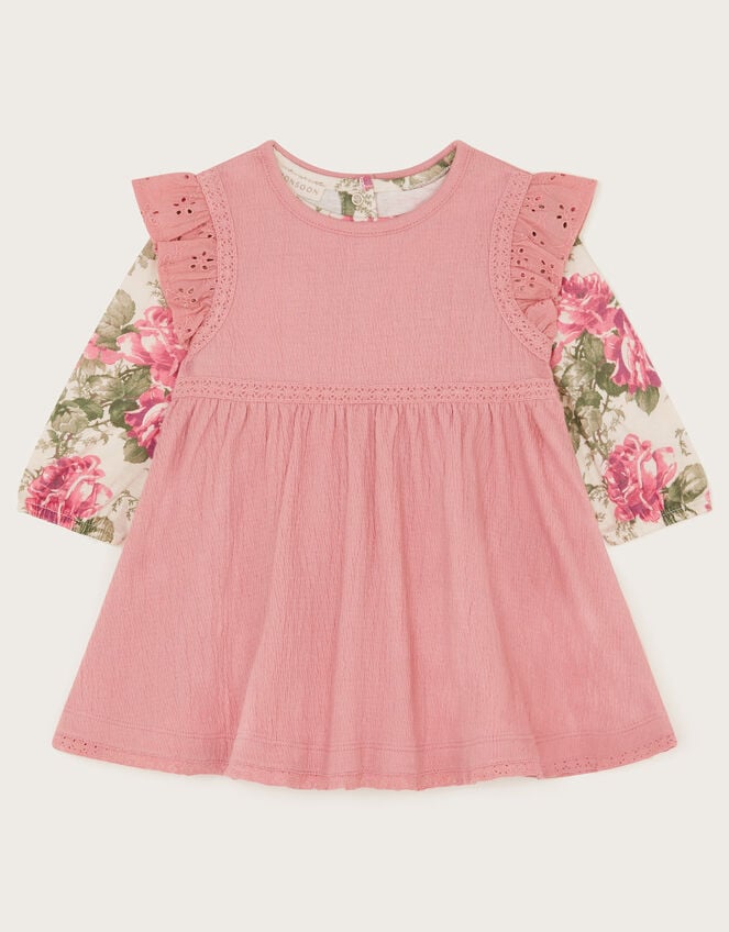 Newborn Betsy Floral Top and Pinafore Dress Set, Pink (PINK), large