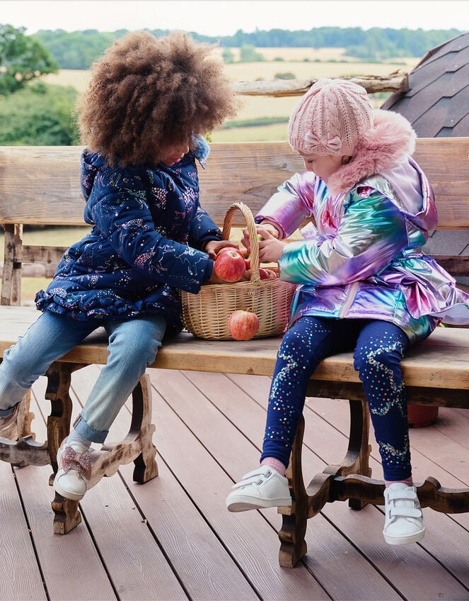 Foil Unicorn Padded Coat with Faux Fur Collar, Multi (MULTI), large