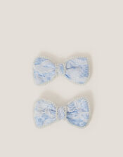 2-Pack Pearly Lace Bow Hair Clips, Blue (BLUE), large