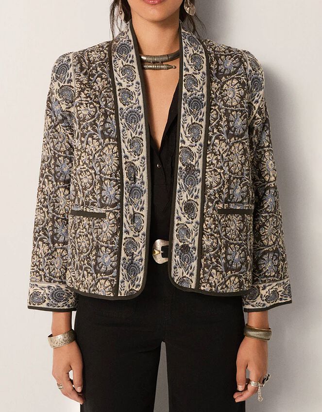 Maison Hotel Sugata Floral Quilted Jacket, Blue (BLUE), large