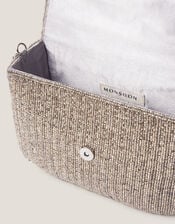 Bella Beaded Bow Bag, Silver (SILVER), large