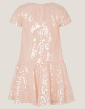 Sequin Drop Waist Dress, Pink (PALE PINK), large
