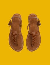Maison Hotel Giulietta Braided Leather Sandals, Brown (BROWN), large