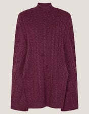 Carrie Cable Knit Poncho, , large