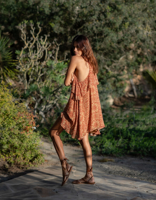 Lyrical Sisters Kaleidoscope Mini Dress, Orange (RUST), large