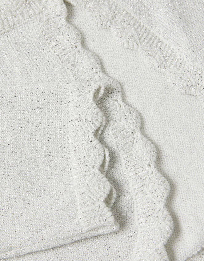 Maeve Sparkle Scallop Cardigan, Silver (SILVER), large