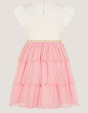 Tulip Polka Dot Mesh Disco Dress, Pink (PINK), large