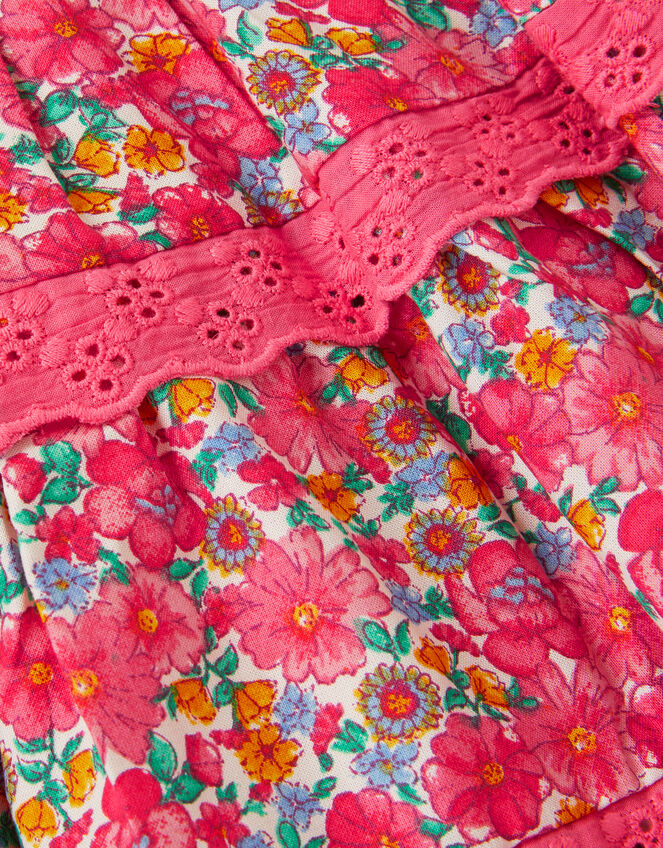 Floral Print Tiered Skirt, Pink (PINK), large