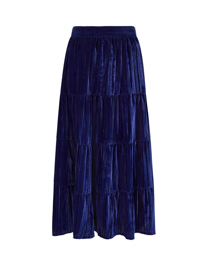 East Heather Crinkle Velvet Maxi Skirt, Blue (NAVY), large