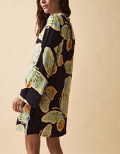 Clemence Aurelie Butterfly Mini Tunic Dress, Black (BLACK), large