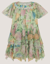 Baby Nessa Floral Mesh Party Dress, Green (GREEN), large