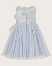 Baby Bennie Bow Jacquard Dress, Blue (BLUE), large