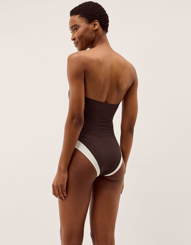 Saylor Halter Two Tone Swimsuit, Brown (BROWN), large