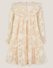 Frilly Floral Burnout Dress, Camel (BEIGE), large