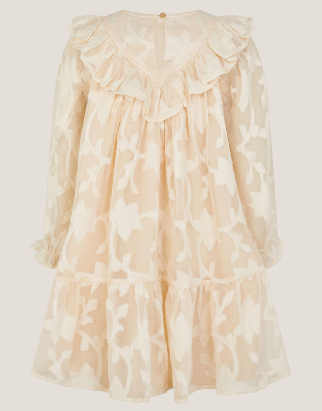 Frilly Floral Burnout Dress, Camel (BEIGE), large