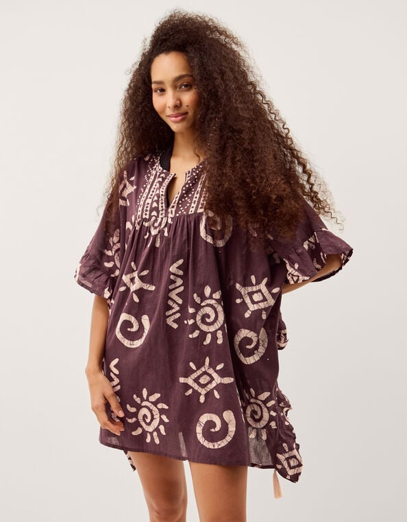 Mafalda Sun Print Ruffle Mini Kaftan, , large