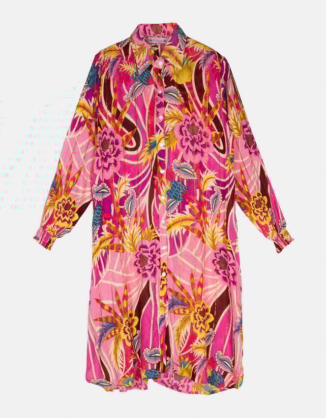 Piti Cuiti Floral Print Shirt Dress, Pink (PINK), large