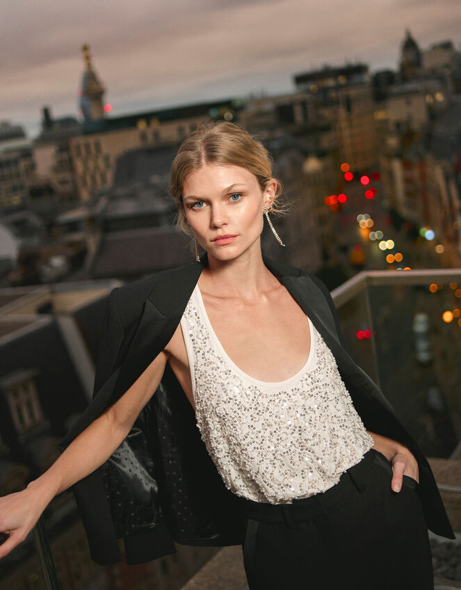 Ember Embellished Tank Top, Nude (NUDE), large