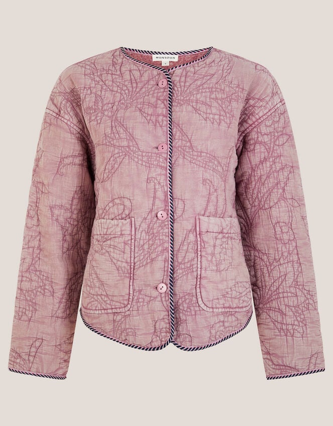 Hazel Floral Quilted Jacket, Pink (BLUSH), large