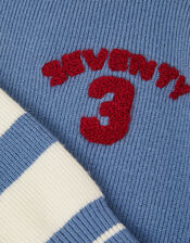 Embroidered Stripe Knit Jumper, Blue (BLUE), large