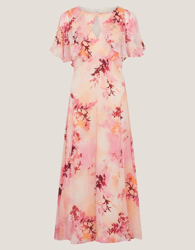 Mia Floral Cape Midi Dress, Pink (PINK), large