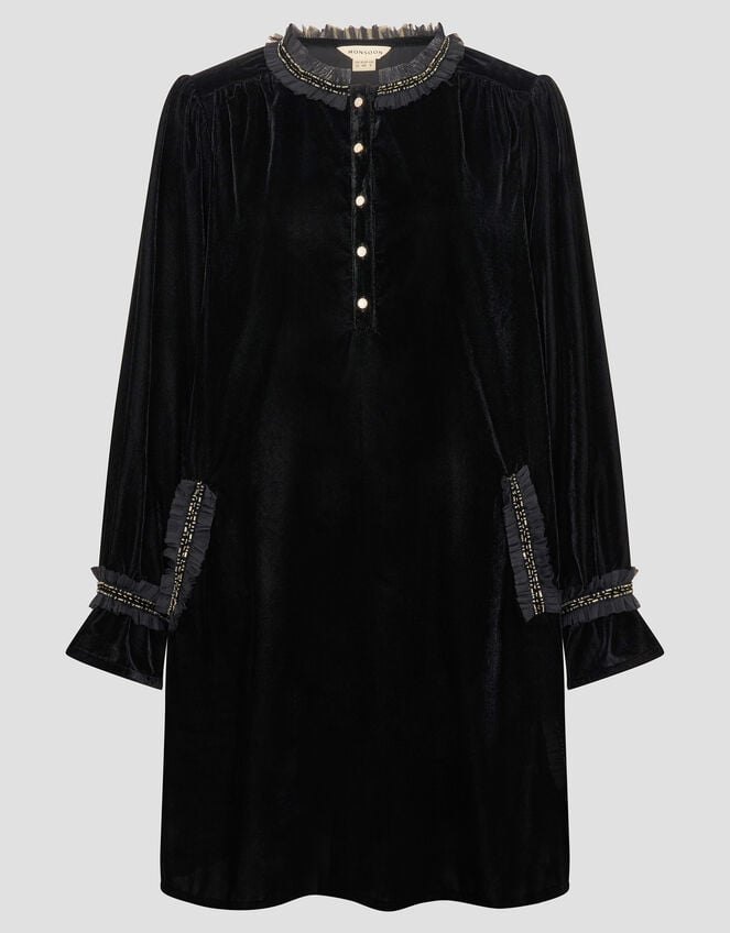 Beatrix Velvet Mini Dress, Black (BLACK), large