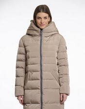 Rino & Pelle Keila Faux Fur Lined Long Puffer Coat, TOFFEE, large