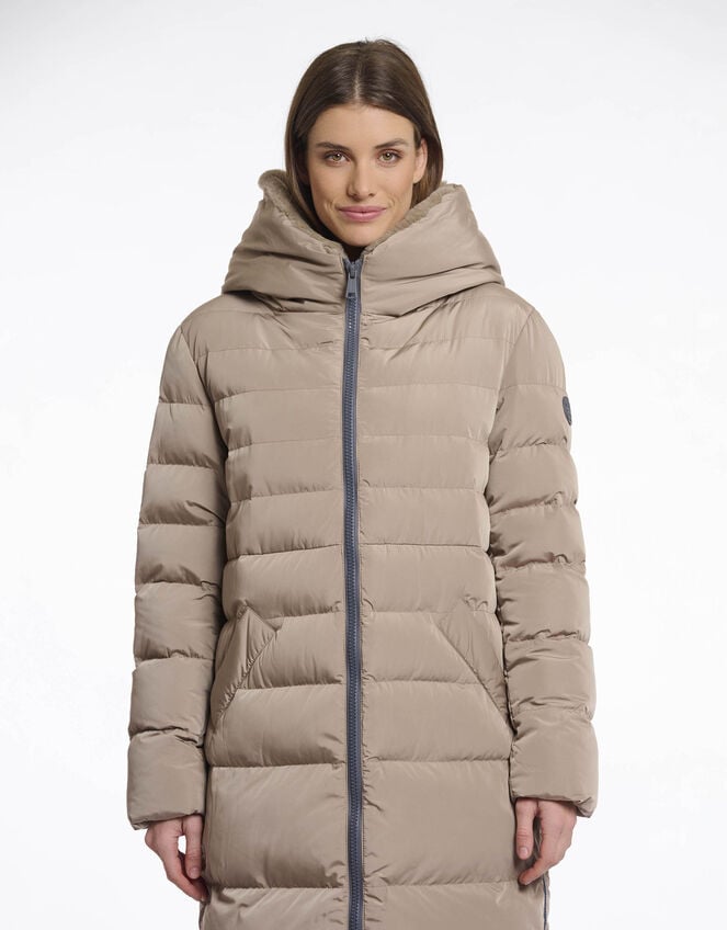Rino & Pelle Keila Faux Fur Lined Long Puffer Coat, TOFFEE, large
