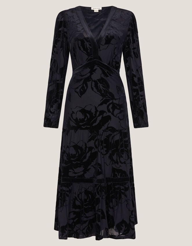 Dolly Floral Devor&eacute; Midi Dress, Blue (MIDNIGHT), large