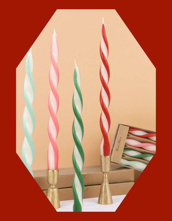 4-Pack Meri Meri Stripe Twisted Taper Candles, , large