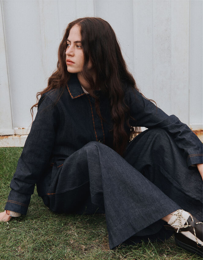 East Jayla Wide Leg Denim Trousers, Blue (NAVY), large