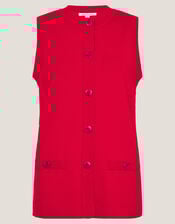 Shaw Button Knitted Vest, Red (RED), large