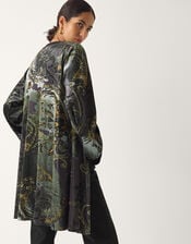 Delta Print Velvet Kimono, Black (BLACK), large