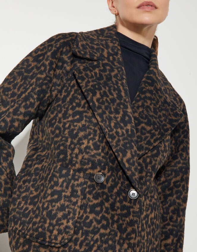 Lily Leopard Print Jacket, Black (BLACK), large