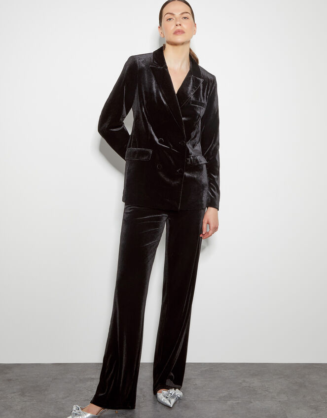 Valery Velvet Double Breasted Jacket , Black (BLACK), large