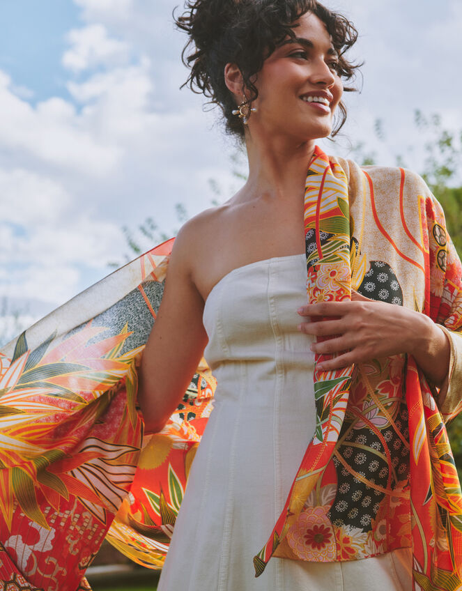 One Hundred Stars Fan Print Scarf, , large