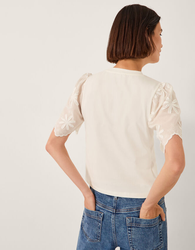Mel Appliqué Sleeve Jersey T-Shirt, Ivory (IVORY), large