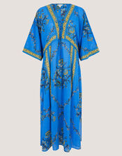 Amiee Floral Midi Kaftan Dress, Blue (BLUE), large
