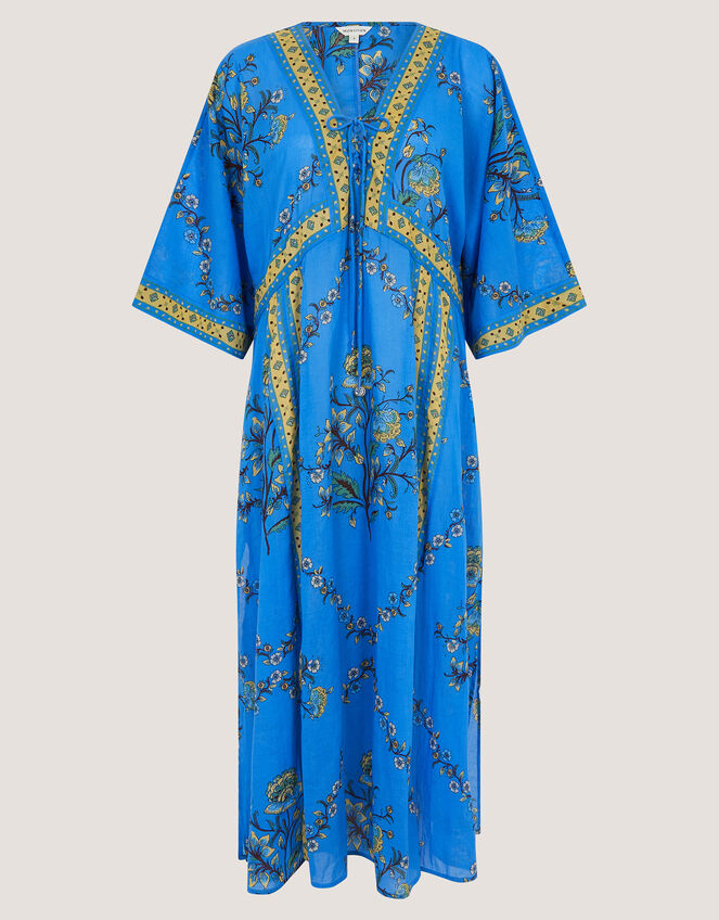 Amiee Floral Midi Kaftan Dress, Blue (BLUE), large