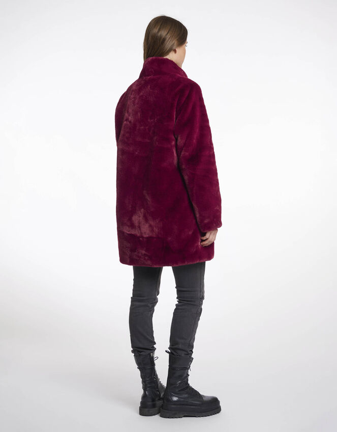Rino & Pelle Nonna Faux Fur Teddy Coat, Red (BURGUNDY), large