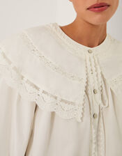 Connie Puff Sleeve Collar Blouse, Ivory (IVORY), large