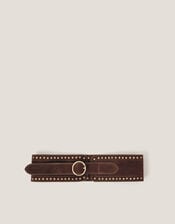 Studded Suede Waist Belt , Brown (CHOCOLATE), large