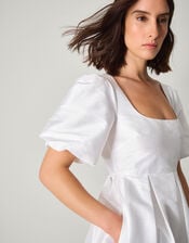 Sloane Short Sleeve Midi Wedding Dress, Ivory (IVORY), large