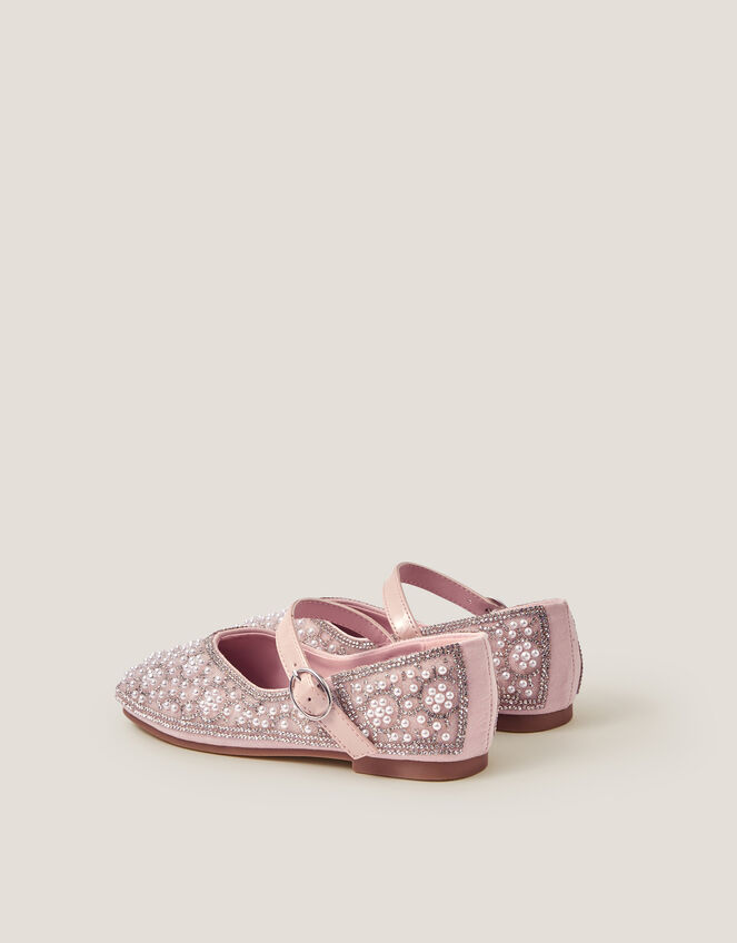 Rhinestone Pearl Embellished Ballet Flats, Pink (PINK), large