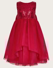 Olivia Sequin Organza Dress, Red (RED), large