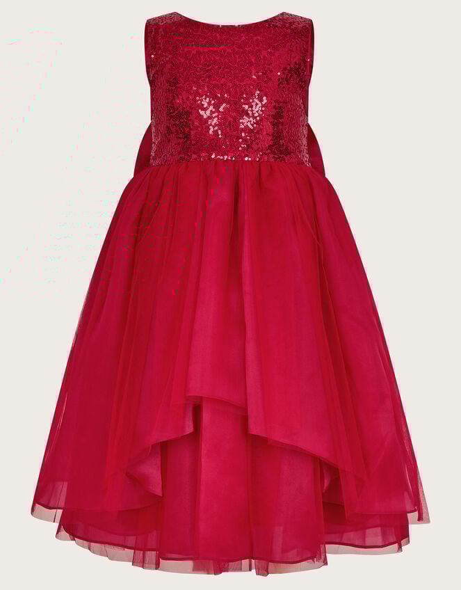 Olivia Sequin Organza Dress, Red (RED), large