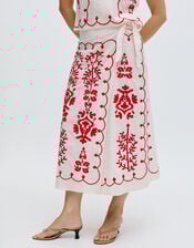 Raffya Freya Embroidered Midi Wrap Skirt, Multi (MULTI), large