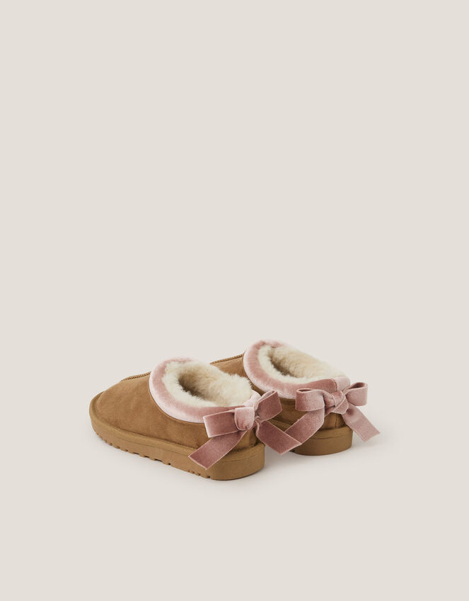 Velvet Bow Clogs, Tan (TAN), large